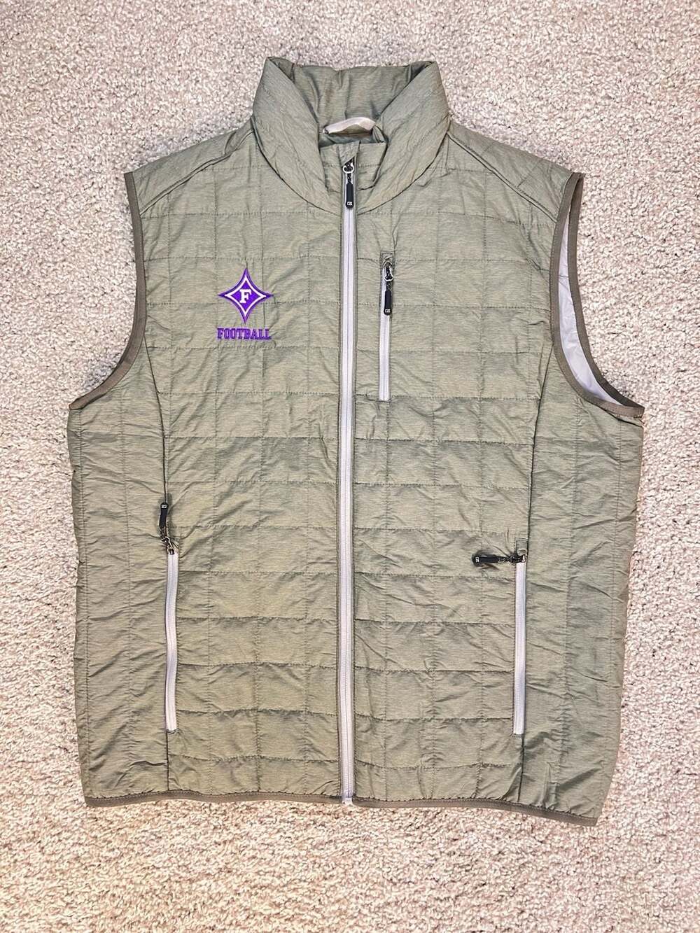 Cutter & Buck Rainier Vest Mens Large Olive Green Furman Paladins Football
